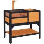 PawHut Wooden Tortoise House, with Shelter, Run, Shelf, Lamp Holder, Tray, Yellow