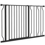 PawHut Poartă de Siguranță Extensibilă pentru Câini 75-115 cm, Înălțime 76 cm, Fără Găurire, Negru