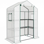 Outsunny Serre de jardin avec 1 porte, 2 fenêtres et 2 étagères en forme de U pour Légumes Plantes Fleurs Bâche PE 140x73x190 cm