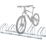 HOMCOM Rastrelliera Portabiciclette Parcheggio per 5 Biciclette in Acciaio, 145×33×27 cm, Argento