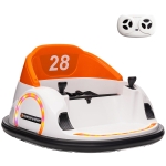 AIYAPLAY 360° Rotation Kids Bumper Car, 12V Waltzer Car with Remote Control, Dual Joysticks, Music Lights, Orange
