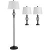 HOMCOM Set van 3 lampen: 2 tafellampen (ø38 x 158 cm) + 1 vloerlamp (ø30 x 62 cm) wit