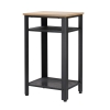 HOMCOM Mesa de Apoio Estilo Industrial com 2 Prateleiras de Grade de Metal e Pés Ajustáveis 45x35x75cm Carvalho e Branco