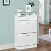 Armoire à Chaussures HOMCOM 2 Portes | Rangement Entrée Ou Dressing | Blanc Et Chêne | Poignées Métal | Anti-Basculement