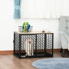 PawHut Cage Chien Meuble 2 En 1 Table D'Appoint 90x58x65cm Gris - Niche Intérieur Avec Coussin