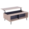 Tavolino con piano ribaltabile e 2 cassetti - 100 x 50 x 40 cm - Pannello truciolare - Bianco + legno | Leroy Merlin