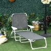 Outsunny Bain De Soleil Pliable Transat Inclinable 4 Positions Avec 3 Coussins - Marron