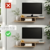 Meuble TV Mural Flottant HOMCOM - Étagère, Niche, Passe-Fils, Gris, Pour TV ≤60''