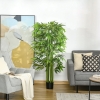 Bambou Artificiel HOMCOM 140 Cm Avec Pot - Plante Déco Verte Réaliste Pour Intérieur - Sans Entretien