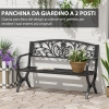 Panchina Da Esterno Outsunny In Ghisa E Metallo – 2 Posti Con Schienale Alto Decorato, 127x60x89 Cm, Nero, Perfetta Per Giardino E Terrazzo