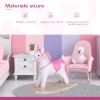 BAKAJI Unicorno Cavallo A Dondolo In Peluche E Legno – Giocattolo Cavalcabile Con Suoni Realistici, Maniglie Di Sicurezza, Per Bambini 3+ Anni – 74x30x64 Cm, Beige
