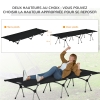 Lit De Camp Outsunny Pliable 190x65 Cm - Hauteur Réglable 18/38 Cm, Aluminium & Oxford 600D, Sac Transport Inclus