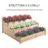 Orto Rialzato Outsunny 4 Livelli - Legno Massello 113x113x46 Cm - Foto 10