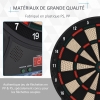 HOMCOM Cible Fléchettes Électronique 27 Jeux 202 Variations - Jusqu'à 8 Joueurs Avec LED Et Haut-Parleur