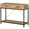 Homcom Masa Consola Vintage – Lemn & Metal cu Sertare & Raft