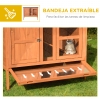Pawhut - Conejera De Madera Para Interior Jaula Para Conejos Mascotas Pequenas De 2 Niveles Con 6 Ruedas 2 Escaleras 3 Bandejas Extraibles Y Zona Abierta 110x50x86 Cm Gris