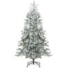 HOMCM 5ft Artificial Snow-Flocked Tree Holiday Home Indoor Christmas Decoration with Metal Feet, Green