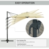 Outsunny 360° Cantilever Parasol Roma Umbrella w/ Base Weights, Khaki