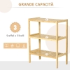 Mobile Multiuso A 3 Ripiani HOMCOM In Bambù - 62x33x80 Cm, Naturale, Per Bagno, Salotto, Cucina