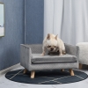 PawHut Hundesofa, 87 X 61 X 36 Cm – Skandinavisches Design, Weiches Kissen, Massivholz-Füße, Grau