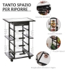 Carrello Con Ruote Portatutto Cucina Carrello Cucina HOMCOM 4 Livelli - Con Portabottiglie E Ganci, Legno E Metallo 96.5x38x96.7 Cm Mobile Salvaspazio Cucina - 8