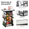 Carrello Con Ruote Portatutto Cucina Carrello Cucina HOMCOM 4 Livelli - Con Portabottiglie E Ganci, Legno E Metallo 96.5x38x96.7 Cm Mobile Salvaspazio Cucina - 9
