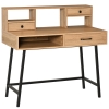 HOMCOM Bureau secrétaire Bureau Informatique dim. 105L x 55l x 100H cm 3 tiroirs 3 niches piètement métal Noir Plateau Imitation Bois