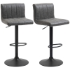 HOMCOM Bar Stools Set Of 2, Retro Adjustable Kitchen Stool, Swivel PU Leather Upholstered Bar Chairs With Back Footrest~1nak8v2o85o01