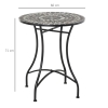 Table Bistro Jardin Outsunny - Fer Forgé Noir Avec Plateau Mosaïque Fleur | Ø60x71cm | Résistante Aux Intempéries