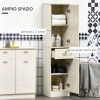 Mobile Bagno A Colonna HOMCOM Con Cassetto | 2 Armadietti E Ripiano Effetto Marmo | 168x30x41.5 Cm