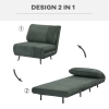 HOMCOM Poltrona Letto Singolo con 2 Cuscini e Spazio Portaoggetti, Divano Letto Singolo per Soggiorno in Tessuto Effetto Velluto e Metallo, 100x98x88 cm, Grigio