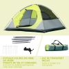 Tente Camping Pop Up Outsunny 3 Places - Porte + 3 Fenêtres, Sac Transport Inclus, Fibre Verre - Jaune/Gris/Vert