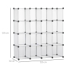 Scarpiera Modulare HOMCOM Con 6 Cubi 45x35x17 Cm – Struttura In PP E Acciaio, Impilabile, Antiribaltamento, Nero E Trasparente, 49x36,5x108 Cm