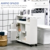 Mobiletto Bagno Stretto Classico Bianco – 2 Cassetti E 4 Ruote, In Truciolato Resistente All'umidità, 23x33x65 Cm, Per Cucina E Soggiorno