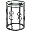Set 2 Tavolini Impilabili Huhote - Struttura Metallo Nero, Piano Vetro 60x35cm E 40x40cm