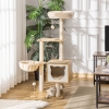 PawHut Kratzbaum 126 Cm Hoch Mit Katzenhöhle, Kissen & Hängematte – Aus Holz & Sisal, Für Katzen Bis 5 Kg, 48x40x126 Cm