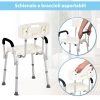 Sgabello Da Doccia In Bambù Con Ripiano E Portasciugamani - 42x29x43 Cm, Naturale, Portata 138 Kg, Antiscivolo