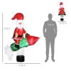 Outsunny Decorazione Natalizia Gonfiabile da 2.4 m per Esterni, Babbo Natale Gonfiabile con Slitta e Renne, 6 Luci LED e Gonfiatore, per Giardino e Interni