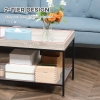 Litake Tavolino Da Salotto 2 Livelli, Legno MDF Effetto Legno E Acciaio, Design Industriale, 105x55x48 Cm