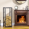 HOMCOM Étagère Porte Bûches Métal Noir - Charge 100kg - Intérieur Extérieur 60x25x150cm