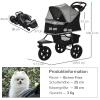 PawHut Hundewagen Hundetrolley Hundebuggy Pet Stroller Mit 4 Raedern Katzenbuggy Fuer Kleine Und Mittelgrosse Hunde Katzen Netzfenster Seitentasche Faltbar Oxfordstoff Grauschwarz 107 X 67 X 102 Cm