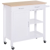 HOMCOM Kitchen Trolley on Wheels, Shelves Towel Rail 2 Drawers Wine Glass Rack