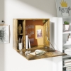 Scrivania A Muro Pieghevole HOMCOM Con Ripiani, 100x18x74 Cm, Bianco E Legno, Salvaspazio Per Studio E Soggiorno