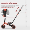 Tricycle 6 En 1 HOMCOM Avec Barre De Poussée – Évolutif Pour Enfant 1 à 5 Ans, Toit Solaire, Harnais 5 Points
