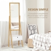 Miroir Sur Pied En Bambou Relaxdays - Avec Plateau Rangement 160x40 Cm Inclinable