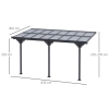 Pergola Addossata Da Giardino Outsunny 4.4x3m, Struttura In Alluminio E Tetto In Policarbonato, Altezza E Posizione Regolabili, Colore Grigio