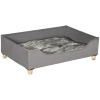 PawHut Canapé lit panier pour chien moderne avec coussin doux et lavable, pieds en bois - gris