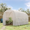 Serra Tunnel Da Giardino Outsunny 4x2x1.9 M - Acciaio Galvanizzato, Telo PE Ad Alta Densità, Con Porta E Finestre