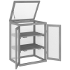 Serre De Jardin à 3 Niveaux En Bois De Sapin COSTWAY - Dimensions 71x41x133 Cm - Toit Ouvrant, étagères Réglables, Parois En Polycarbonate - Brun