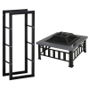 Chauffage De Terrasse Cheminée CHARLES BENTLEY - 129 Cm Noir, Brûle Bois/charbon - Design Moderne Avec Rangement Bûches - 7